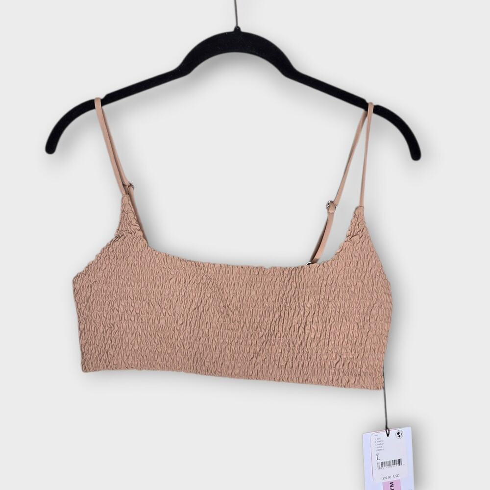 NEW Aila Blue Tan Alice Bikini Top Textured Swim Beach Pool Women's Large